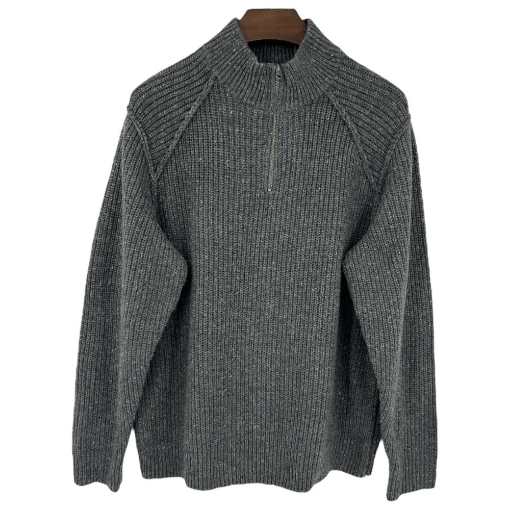 Lucky Brand Men's Tweed Mock Neck Zip Deep Grey  Sweater SZ XXL